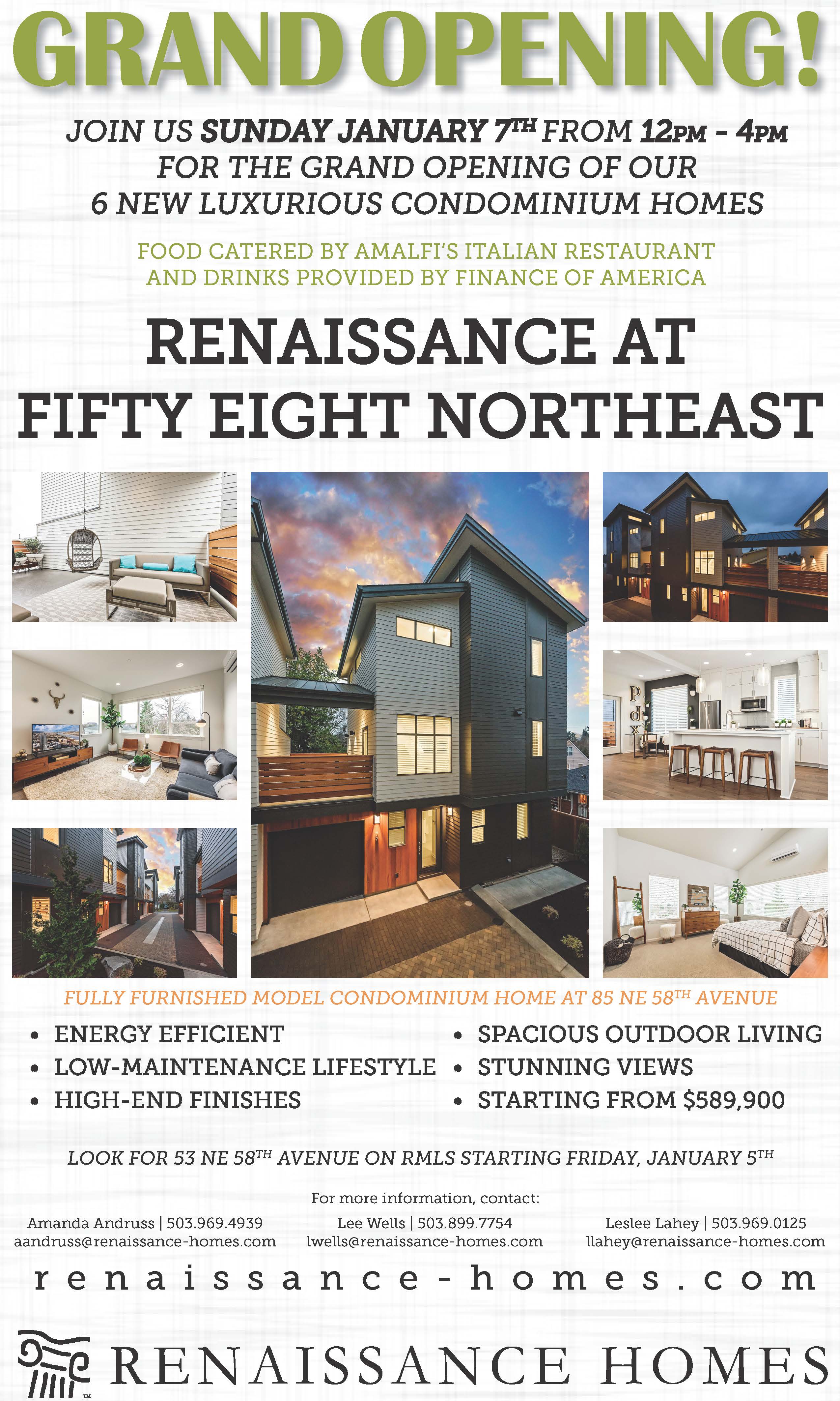 Fiftyeight Northeast Condominums in Lake Oswego OR - Renaissance Homes